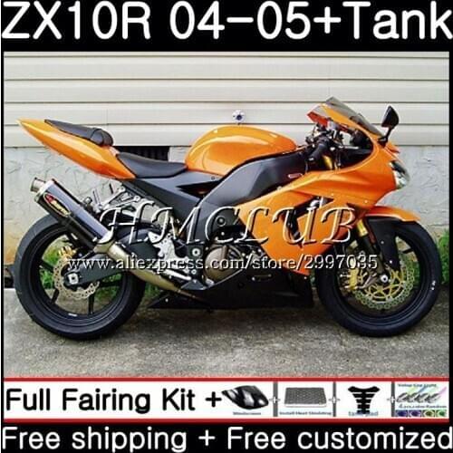 Orange black Body +Tank For KAWASAKI NINJA ZX1000 C ZX 10 R ZX-10R 2004 2005 60HC.1 ZX1000C ZX10R 04 05 ZX 10R 04 05 Fairings