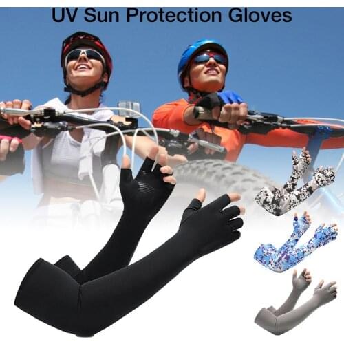 UV Sun Protection Gloves Sun Block Gloves For Outdoor Sports Cooling Ice Silk Arm Sleeves Cover Outdoor Cycling Running Fishing