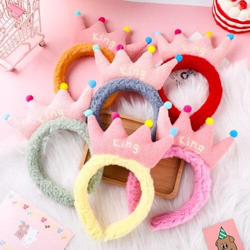 New Woman Girls Cartoon Cute Little Crown Hair Band Sweet Face Wash Makeup Embroidery Queen Headband Fashion Hair Accessories