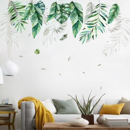 DIY Nordic Style 66*102cm Green Leaves Wall Sticker Plant Poster for Living Room Bedroom Home Decoration Picture Wall Art