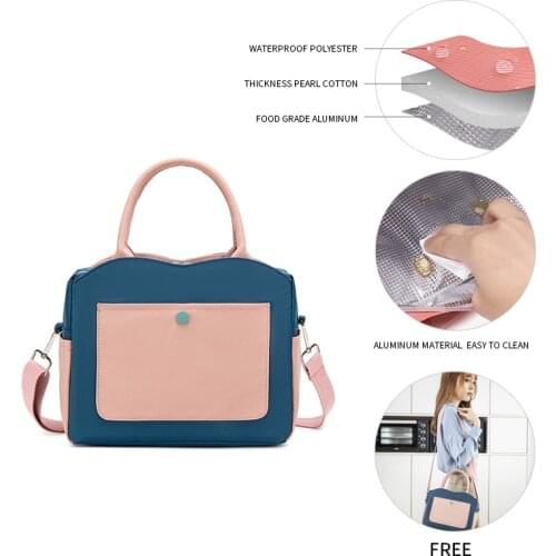 Shouldcat Lunch Bags Daily Work Food Cooler Bag Insulated Thermal Portable with Zipper Waterproof Hand-Held for Women Kids