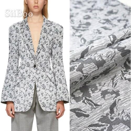 Siiboo embossed grey leopard pattern yarn dyed jacquard brocade fabric for women dress blazer French style sp6338