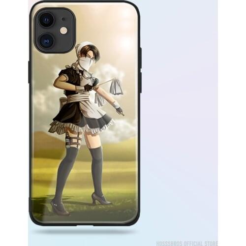 Levi Ackerman Maid Attack on Titan Silicone Glass for iPhone SE 6 6s 7 8 Plus X XR XS 11 12 Mini Pro Max Phone Case Cover Shell