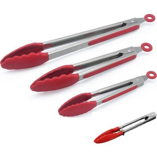 Silicone Kitchen Tongs Large Size Handle Food Grade Cooking Clip Clamp Accessories Kitchen Cooking Salad Serving BBQ Tong tools