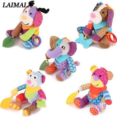 Dog/Bear/Deer Baby Rattles Toys Infant Stroller Pram Crib Lathe Hanging Plush Toys For Newborns Babies Animal Rattle Mobile Toy
