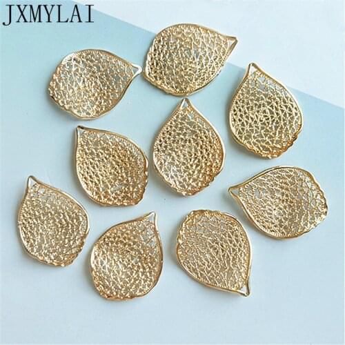 20 PCS 22*31mm Fashion Metal Alloy KC Gold Leaf Connectors Charm DIY Findings For Jewelry Making