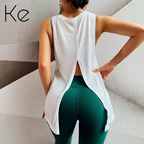 KE Loose workout clothes womens letter vest breathable sports blouse, running quick-drying T-shirt, sleeveless yoga clothes top