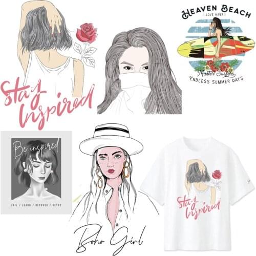 Girls Patches Letters Thermal Stickers on Clothes Iron-on Transfers for Clothing Thermoadhesive Patch Diy Applique for Jacket