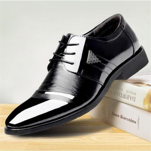 Classic Business Mens Dress Shoes Fashion Elegant Formal Wedding Shoes Men Slip On Office Oxford Shoes For Men Black Big Size