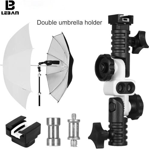 Universal Metal Cold Shoe Mount Flash Hot Shoe Adapter for Trigger Double Umbrella Holder Swivel Light Stand Bracket