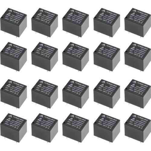 Uxcell 20 Pcs Relays JQC-3FF-S-Z DC 12V Coil SPDT 5P PCB Electromagnetic Power Relay For Automatic Control System Supplies