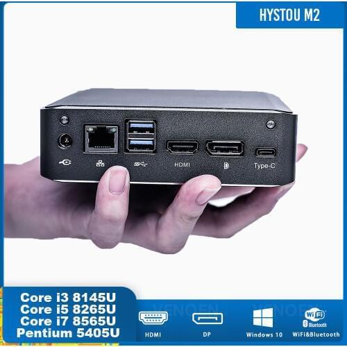 Hystou Newest 8th Gen Core i7 8145U 8265U 8565U M.2 SSD Type-c HD 2.0 DP 4K Cooling-Fan computer Pentium Gold 5405U wifi