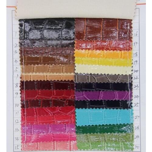 High quality factory wholesale crocodile grain synthetic PVC leather fabric glossy alligator grain leather material
