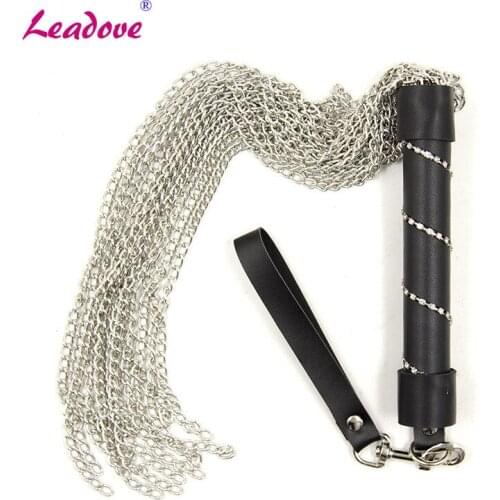 Adult Game BDSM Fetish Metal Chain Sex Whip Spanking PU Leather Paddle Flogger Slave Sex Toys For Couples Sex Products XN0137