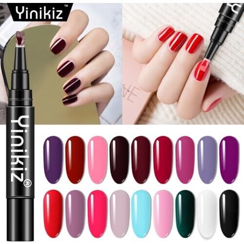 Yinikiz UV LED One Step Gel Polish Pen Nail Art Manicure Varnish UV Pen Nail Polish Gel Lacquer No Need Top Base Coat Gel