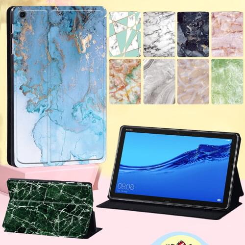 For Huawei MediaPad M5 Lite 10.1 Inch/M5 Lite 8/M5 10.8 Inch Cover Case - High Quality Anti-fall Marble Series Flip Tablet Case