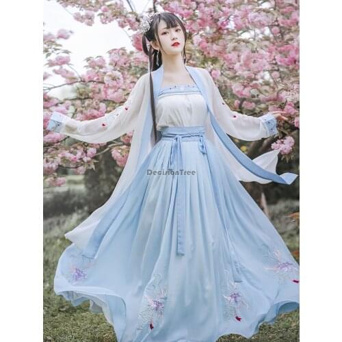 2021 fairy ancient chinese costume women hanfu dress palace embroidery girl traditional clothing cosplay princess stage dress