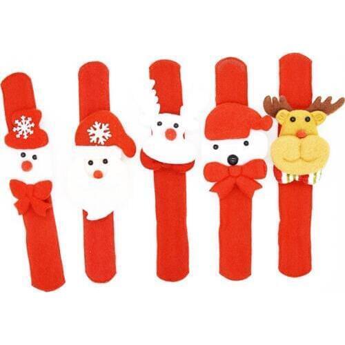 120 pcs Christmas Patting Circle Bracelet Watch Xmas Children Gift Santa Claus Snowman Deer New Year Party Toy Wrist Decoration
