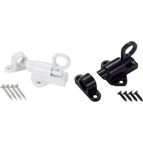 2x Aluminum Alloy Security Automatic Window Gate Lock Spring Bounce Door Bolt Latch, Black & White