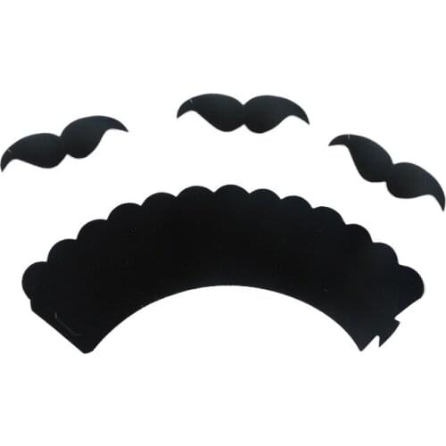 24 Pcs/set Kawaii Moustache Cupcake Toppers Wrappers Cake Paper Cups Black Paper Cupcake Wrapper Muffin Cup Cake Decorations
