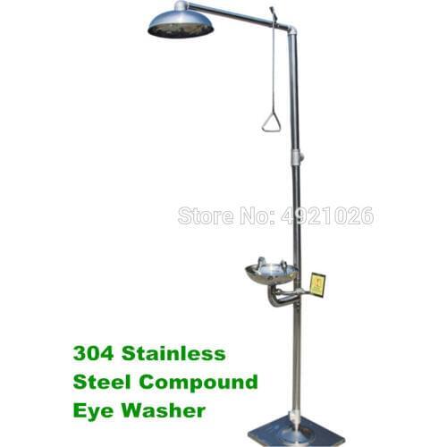 304 stainless steel compound eye washer Emergency spray vertical shower shower Eye washing machine