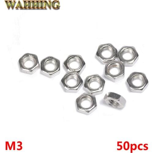 50pcs New M3 Nut Hex Nut Stainless Steel Screws Thread Nut Hex Nutsert Hexagon Nuts Metric Thread Screw Silvery HY398