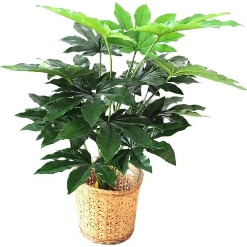 66cm18 Fork Large Artificial Plants Plastic Tropical Palm Tree Branch Green Indoor Potted Garden Living Room Home Halloween Deco