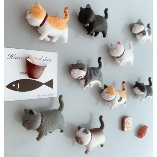 9PCS 3D Cartoon Swivel Cat Fridge Magnet Resin PVC funny personalized Souvenir sticker magnets animal for board gift home decor