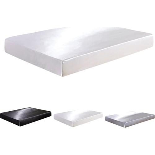 Satin Silk Bed Sheet Printed Fitted Sheet with Elastic Band Luxury Mattress Cover Hot Sale Fitted Sheet with Rubber Band