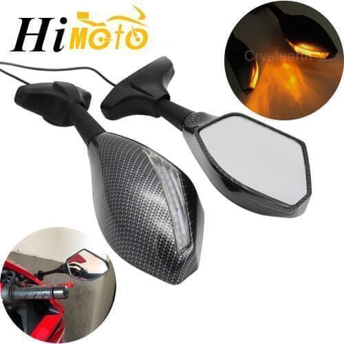 Motorcycle LED Turn Signal Rear View Side Mirrors For Kawasaki Ninja ZX10R 2004-2005, ZX6R 1998 1999 2000 2001 2002 2003 2004