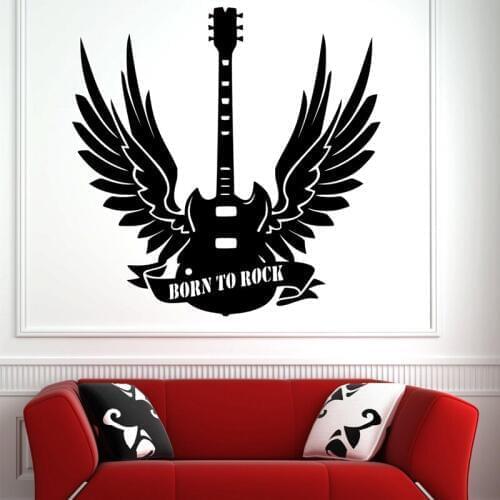 Born to Rock Studio Music Guitar Wall Stickers for Living Room Art Decor Vinyl Decoration Rock'n Roll Decals Poster YY23
