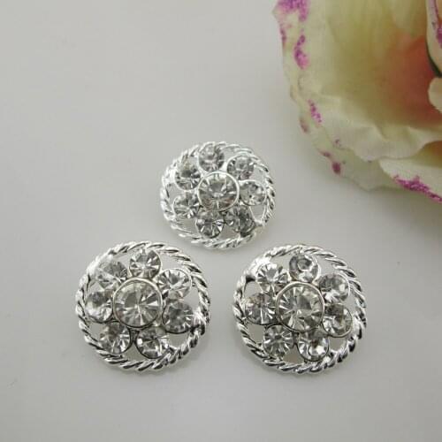 BT286 20mm)5pcs Round Silver Rhinestone Buttons Shank scrapbooking accessories