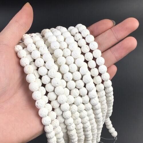 Natural Stone Beads White Lava Hematite Round Beads For Jewelry Making Volcanic Rock Beads DIY Bracelet Ear Studs 15''4 6 8 10mm