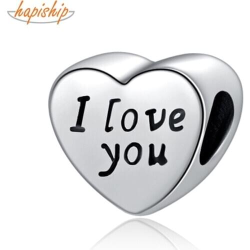 Hapiship 2020 Original Daisy New Fashion Sweet Heart L Love You Charm Beads Fit Charm Bracelet Female DIY Jewelry Making CZ035