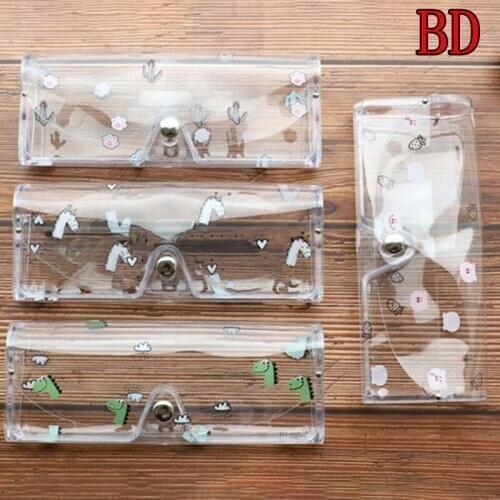 1pc Cartoon Cute Travel Women Transparent PVC Eye Glasses Box Bag Case Protection Carry Box Eyewear Accessoires random