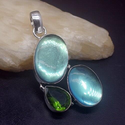 Gemstonefactory Jewelry Big Promotion Single Unique 925 Silver Fire Topaz Green Peridot Lady Women Necklace Pendant 20210196