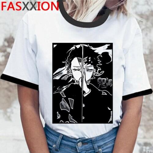 Kimetsu No Yaiba Demon Slayer clothes top tees male 2021 harajuku kawaii streetwear print white t shirt clothes vintage