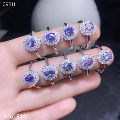 KJJEAXCMY fine jewelry 925 sterling silver inlaid natural Tanzanite gemstone female ring fashion support detection luxurious