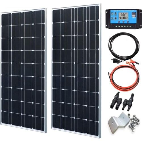 200W Tempered Glass Solar Panel Kit 2pcs 100W Aluminum Frame Rigid Glass Windproof Anti-snow Anti-hail PV Panels Solar System