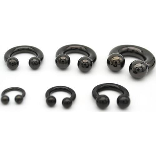 New Arrival Blackline Circular Barbells Titanium Horseshoe Barbells Large Gauge 12pcs/lot Big Size Free Shipping Mixed Size