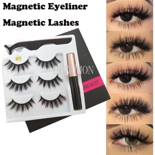 Magnetic Eyelashes 3D Mink Eyelashes Magnetic Eyeliner Magnetic Lashes Short False Lashes Lasting Handmade Eyelash Makeup Tool