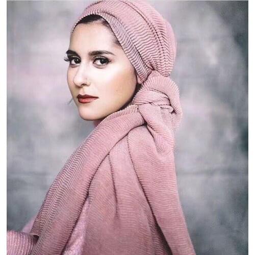 Fashion Muslim Women Hijab Turban Scarf Pleated Maxi Scarves Islamic Headscarf Shawl Head Wrap Stoles Hijabs Bandana 180*85cm
