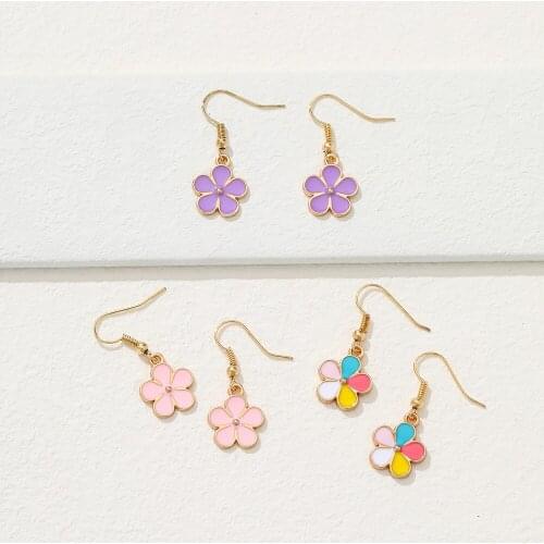 Lost Lady Fashion ING Enamel Earrings Cute Romantic Color Dripping Oil Flower Earrings Alloy Jewelry Factory Direct Sales