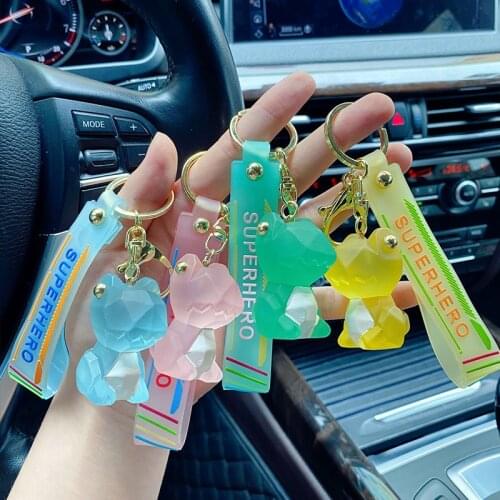 Fashion Transparent Dinosaur Acrylic Keychain Trend Car Key Pendant Keyring Couple Backpack Creative Keyfob Gift Ornament