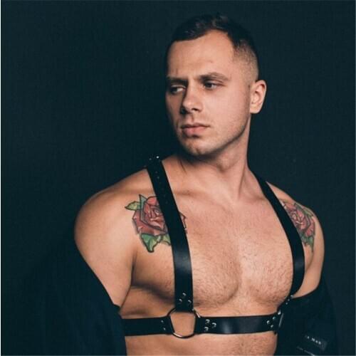 Adjustable Chest Body Harness Belt Strap Punk Rave Costumes Men Gay Leather Tops Harness Gothic for BDSM Bondage Fetish Gay
