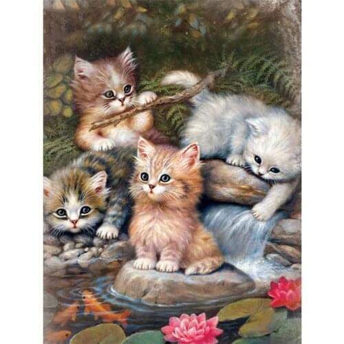 Animal Cat Printed Fabric 11CT Cross-Stitch Embroidery Kit Handicraft Handiwork Handmade Needlework Room Decor Sales Festivals