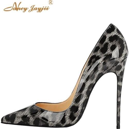 Gray Leopard So Kate Super High Thin Heels Pointed Toe Pumps Woman Stilettos Ladies Sexy Party Shoes Large Size 30 33 Fashion