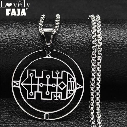Sigeal Sigil De Lucifer Stainless Steel Satan Necklace Women RAUM Lazer Key Baphomet Stamp Jewelry collares de mujer N1199S03