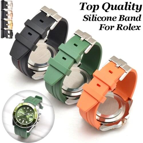 Silicone Watch Band 20mm 21mm 22mm FKM Rubber High Quality for Rolex Submarainer Yacht-Master Luxury Great Fluoro Rubber Strap