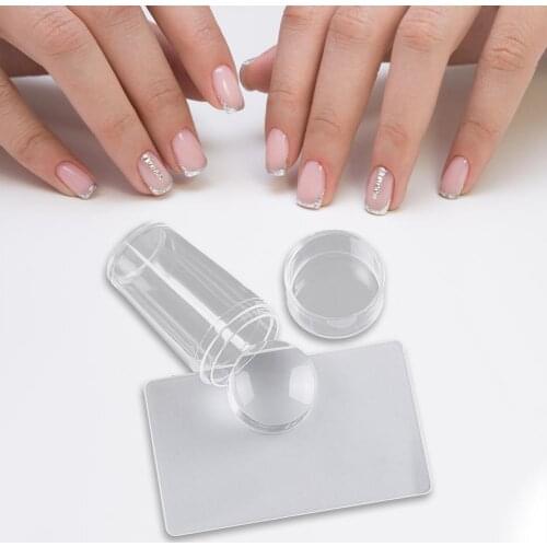 Silicone Nail Stamper Clear Jelly Nail Stamper With Nail Scraper Nail Art Stamping Tool Set For DIY Nail Stamping Manicure Tool